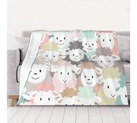 AUBKFELD Cute colorful sheep cartoon pattern Printed Flannel Blanket 102x76 CM, Soft & Warm Throw Blanket for Sofa/Couch/Bed/Car, Gifts for Audlts Women Men