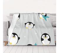 AUBKFELD Cute Penguin Printed Flannel Blanket 200x150 CM, Soft & Warm Throw Blanket for Sofa/Couch/Bed/Car, Gifts for Audlts Women Men