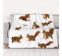 AUBKFELD Cute Squirrel Printed Flannel Blanket 102x76 CM, Soft & Warm Throw Blanket for Sofa/Couch/Bed/Car, Gifts for Audlts Women Men