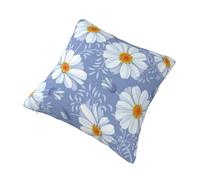 AUBKFELD Daisy Blue Printed Cushion Covers 30x30 Cm Set Of 1 Pcs - Square Plush Pillow Cases Pillowcases For Sofa Bed Couch Home Office Car Decor