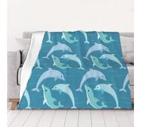 AUBKFELD Dolphin Printed Flannel Blanket 102x76 CM, Soft & Warm Throw Blanket for Sofa/Couch/Bed/Car, Gifts for Audlts Women Men