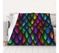 AUBKFELD Dragon Scale Printed Flannel Blanket 102x76 CM, Soft & Warm Throw Blanket for Sofa/Couch/Bed/Car, Gifts for Audlts Women Men