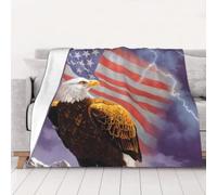 AUBKFELD Eagle with USA Flag Printed Flannel Blanket 150x125 CM, Soft & Warm Throw Blanket for Sofa/Couch/Bed/Car, Gifts for Audlts Women Men