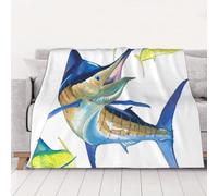 AUBKFELD Fish art Printed Flannel Blanket 150x125 CM, Soft & Warm Throw Blanket for Sofa/Couch/Bed/Car, Gifts for Audlts Women Men