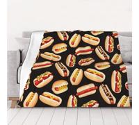 AUBKFELD Fun Food Hot Dogs Printed Flannel Blanket 125x100 CM, Soft & Warm Throw Blanket for Sofa/Couch/Bed/Car, Gifts for Audlts Women Men