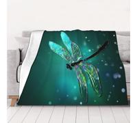 AUBKFELD Galaxy Animal Dragonfly Printed Flannel Blanket 200x150 CM, Soft & Warm Throw Blanket for Sofa/Couch/Bed/Car, Gifts for Audlts Women Men