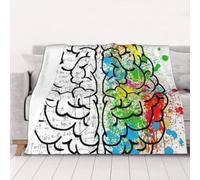 AUBKFELD Geometry Brain Image with Science Printed Flannel Blanket 150x125 CM, Soft & Warm Throw Blanket for Sofa/Couch/Bed/Car, Gifts for Audlts Women Men