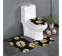 AUBKFELD Gold Lips Printed Bath Mat Set 3 Piece - Anti-Slip Bathroom Rugs Sets | Bath Rug And Contour Mat And Toilet Seat Cover, J561B2452