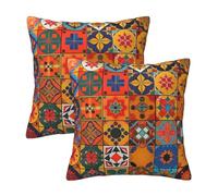 AUBKFELD Group of Moroccan Geometric Printed Cushion Covers 2pcs (30x30 CM) - Decor Pillow Cases for Home - Hidden Zipper Opening