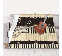 AUBKFELD Guitar Piano Pattern Printed Flannel Blanket 200x150 CM, Soft & Warm Throw Blanket for Sofa/Couch/Bed/Car, Gifts for Audlts Women Men