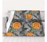 AUBKFELD Halloween Grey Bat Spider Printed Flannel Blanket 200x150 CM, Soft & Warm Throw Blanket for Sofa/Couch/Bed/Car, Gifts for Audlts Women Men