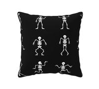 AUBKFELD Interesting Skeleton Printed Velvet Cushion Cover 45x45 CM with Black Edging Strip, Square Pillowcase Soft Throw Pillow Covers Case Decorative for Living Room Sofa Couch Bed Bench