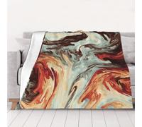 AUBKFELD Marble Mixed Brown Printed Flannel Blanket 150x125 CM, Soft & Warm Throw Blanket for Sofa/Couch/Bed/Car, Gifts for Audlts Women Men