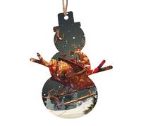 AUBKFELD Merry Christmas print Printed Wooden Snowman-Shape Christmas Decorations 4 PCS Christmas Tree Decorations Holiday Hanging Decor