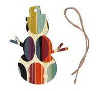 AUBKFELD Mid Century Modern Retro with Drop Shapes Printed Wooden Snowman-Shape Christmas Decorations 6 PCS Christmas Tree Decorations Holiday Hanging Decor