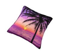AUBKFELD Palm Trees At Sunset Printed Cushion Covers 30x30 Cm Set Of 1 Pcs - Square Plush Pillow Cases Pillowcases For Sofa Bed Couch Home Office Car Decor