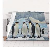 AUBKFELD Penguins on the Iceberg Printed Flannel Blanket 102x76 CM, Soft & Warm Throw Blanket for Sofa/Couch/Bed/Car, Gifts for Audlts Women Men
