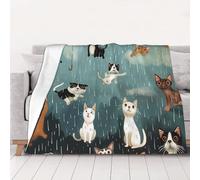 AUBKFELD Raining Cats & Dogs Printed Flannel Blanket 125x100 CM, Soft & Warm Throw Blanket for Sofa/Couch/Bed/Car, Gifts for Audlts Women Men