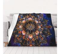 AUBKFELD Rectangle Mandala art Printed Flannel Blanket 125x100 CM, Soft & Warm Throw Blanket for Sofa/Couch/Bed/Car, Gifts for Audlts Women Men