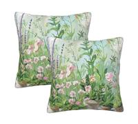 AUBKFELD Springtime Herb Garden Printed Cushion Covers 50x50 CM Set of 2 - Square Plush Pillow Cases Pillowcases for Sofa Bed Couch Home Office Car Decor