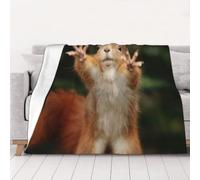 AUBKFELD Squirrel Funny Animal Printed Flannel Blanket 125x100 CM, Soft & Warm Throw Blanket for Sofa/Couch/Bed/Car, Gifts for Audlts Women Men