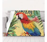 AUBKFELD Summer Parrot Pineapple Bird Printed Flannel Blanket 102x76 CM, Soft & Warm Throw Blanket for Sofa/Couch/Bed/Car, Gifts for Audlts Women Men