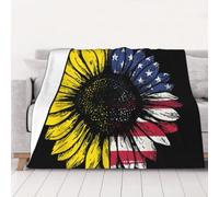 AUBKFELD Sunflower American Flag Printed Flannel Blanket 200x150 CM, Soft & Warm Throw Blanket for Sofa/Couch/Bed/Car, Gifts for Audlts Women Men
