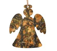 AUBKFELD Trees Camoflauge Printed Wooden Angel-Shape Christmas Decorations 6 PCS Christmas Tree Decorations Holiday Hanging Decor