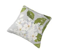 AUBKFELD White Flower And Green Leaves Printed Cushion Covers 30x30 Cm Set Of 1 Pcs - Square Plush Pillow Cases Pillowcases For Sofa Bed Couch Home Office Car Decor