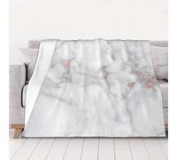 AUBKFELD White Marble Rose Gold Printed Flannel Blanket 150x125 CM, Soft & Warm Throw Blanket for Sofa/Couch/Bed/Car, Gifts for Audlts Women Men