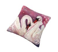 AUBKFELD White Swans With Pink Floral Tree Printed Cushion Covers 30x30 Cm Set Of 1 Pcs - Square Plush Pillow Cases Pillowcases For Sofa Bed Couch Home Office Car Decor