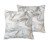 AUBKFELD yellow marble Printed 2-PCS Cushion Cover Square Pillowcase 45x45 CM Soft Linen Throw Pillow Covers Case Decorative for Living Room Sofa Couch Bed Bench