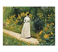 Aublet Reading Garden Path Painting Yellow Green Art Print Canvas Premium Wall Decor Poster Mural