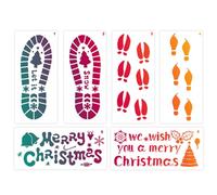 Aublinto 6 Pcs Festive Christmas Stencil Elf Footprints Templates DIY Christmas Drawing Template Christmas Graffiti Templates 30.5CM x 14CM