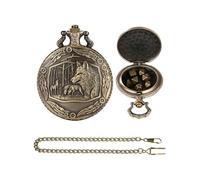 Aublinto Bronze Wolf Engraved Pocket Watch Case, Unisex Adults, Cube Decorative Hanging Clock, Bronze, 9.00*5.00*3.00CM