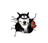 Aublinto Car Decals Sticker, Husky Crack Car Sticker Car Tattoo Sticker 3D Car Window Sticker Waterproof Funny Sticker Car PVC Sticker for Wall Window Computer Laptop