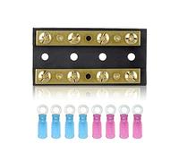 Aublinto Double Row Busbar, 60A Busbars, Power Distribution Block Terminals Set with Heat Shrink Terminals, 16 Way Screw Terminal Strip for Pickups, Trailers, Motorhomes