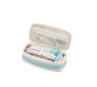 Aublinto Large Capacity Expandable Pencil Case Pouch Zipper Pencil Storage Bag Organiser Portable Office Stationery Makeup Bag Organiser for College Adults, lightblue, standard size