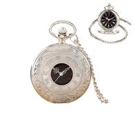 Aublinto Large Classic Pocket Watch Retro Pocket Watch Necklace Thin Chain Men Women Pocket Watch Gift Tag Decorative, Silver chain, 10.00*6.00*3.00CM