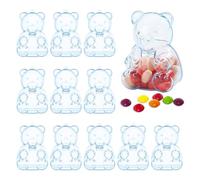 Aublinto Pack of 12 Bear Shaped Candy Boxes, Transparent Blue Candy Box as Party Gift for Children, Clear Plastic Container for Sweets and Small Gifts, Perfect for Birthday Party