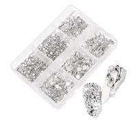Aublinto Rhinestones for Nails Set Rhinestones Nail Stones 6 Grids AB Crystals Shine Nail Art Make Up DIY Decoration Flatback Round Bead Rhinestone Gemstone Jewellery Diamond Glass Rhinestones