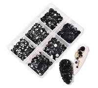 Aublinto Rhinestones for Nails Set Rhinestones Nail Stones 6 Grids AB Crystals Shine Nail Art Make Up DIY Decoration Flatback Round Bead Rhinestone Gemstone Jewellery Diamond Glass Rhinestones