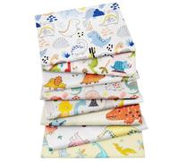 Aubliss 8pcs Fat Quarter Fabric Bundles 100% Cotton 20'' x 20'' Quilting Cotton Craft Fabric Pre-Cut Squares Sheets for Patchwork Sewing Quilting Crafting(Dinosaur)