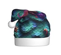 Aubnva 3D Magical Dragon Scales Pattern Print Adult Unisex Christmas Hat Santa Hats for Holiday Party Costume Themed Decoration