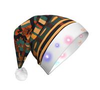 Aubnva African Classic Weave Print Adult Unisex Led Christmas Hat For Festive Party Hats Xmas New Year Decor Supplies