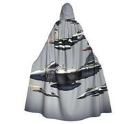 Aubnva Aircraft Fighter Jets Print Lightweight And Breathable Unisex Cloak For Halloween Cosplay Full Length Hooded