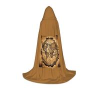 Aubnva Ancient Map World Globe Print Unisex Hooded Cloak Variety Halloween Cosplay Carnival Comfortable Stylish Robe