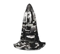 Aubnva Barber Shop Monochrome Style Print Unisex Hooded Cloak Variety Halloween Cosplay Carnival Comfortable Stylish Robe