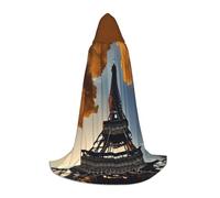 Aubnva Beautiful Eiffel Tower Paris Print Unisex Hooded Cloak Variety Halloween Cosplay Carnival Comfortable Stylish Robe