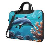 Aubnva Beautiful Underwater World Dolphins Coral Print Lightweight Versatile Office Work Bag Stylish And Functional Laptop Bag Women Men